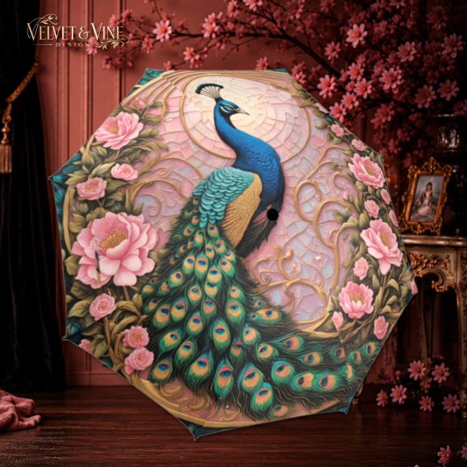 Pink Stained Glass Umbrella Art Nouveau Victorian Pink Parasol Umbrella